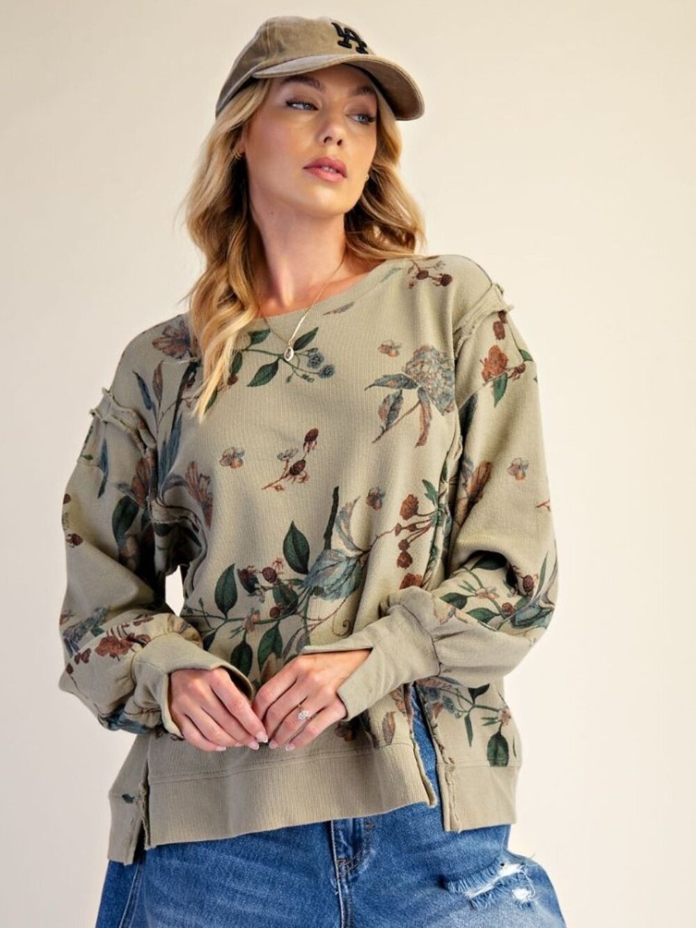 ETA 9/25 - Easel Floral Washed Terry Pullover
